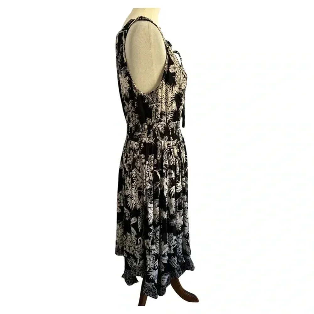 NWT Lola P Black Tan Sleeveless Stress Tropical Zoo Animal Print Dress Size M - Picture 3 of 16